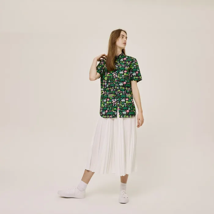 Unisex x Jeremyville Regular Fit Cotton Shirt Navy BlueWhite Mens Lacoste Button Down Shirts Online