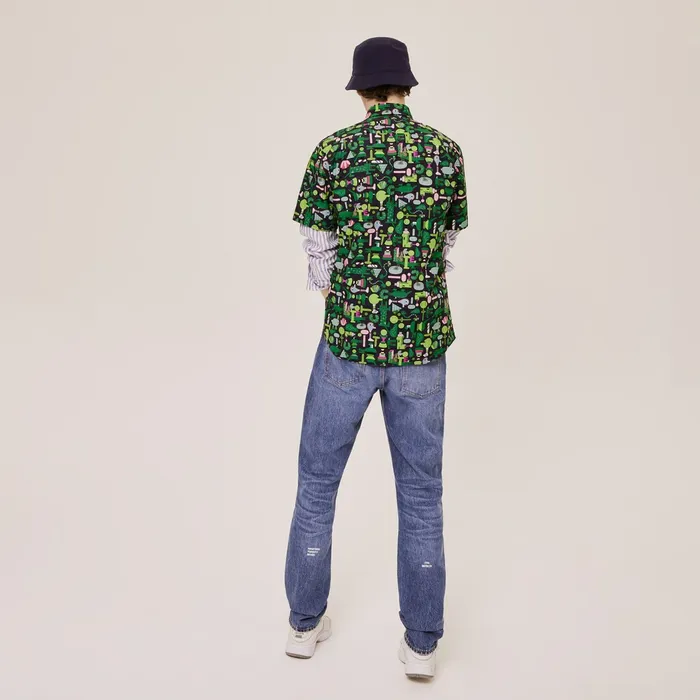 Unisex x Jeremyville Regular Fit Cotton Shirt Navy BlueWhite Mens Lacoste Button Down Shirts Online