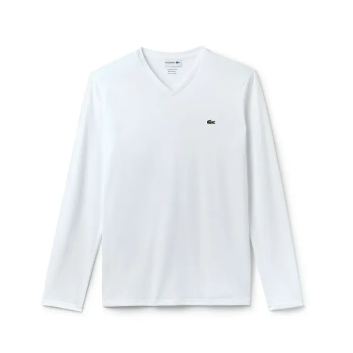Vneck Pima Cotton Jersey Tshirt White Mens Lacoste TShirts Online