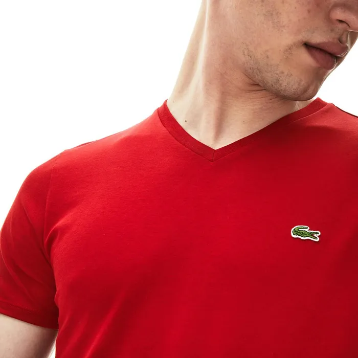 Vneck Pima Cotton Tshirt Bordeaux Mens Lacoste TShirts Shop Online