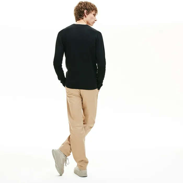 Vneck Wool Jersey Sweater Black Mens Lacoste Sweaters For Sale Online
