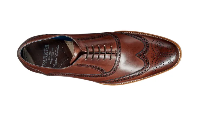 Valiant 8211 Ebony Hand Painted Mens Barker Shoes Brogues