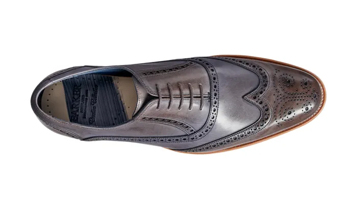 Valiant 8211 Grey Hand Painted Mens Barker Shoes Brogues