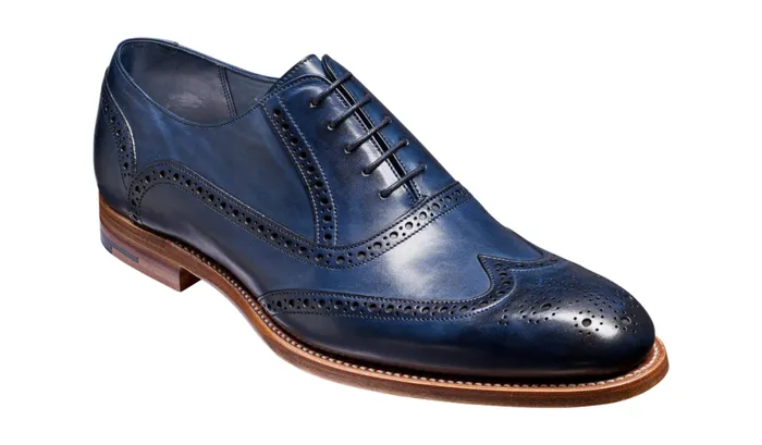 Valiant 8211 Navy Hand Painted Mens Barker Shoes Brogues
