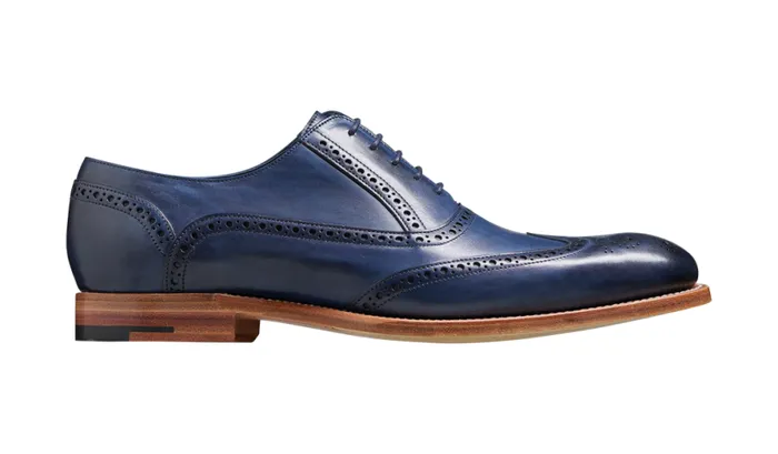 Valiant 8211 Navy Hand Painted Mens Barker Shoes Brogues