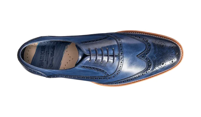 Valiant 8211 Navy Hand Painted Mens Barker Shoes Brogues