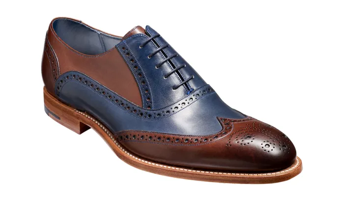 Valiant Multi 8211 Ebony Navy Hand Painted Mens Barker Shoes Brogues