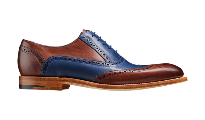 Valiant Multi 8211 Ebony Navy Hand Painted Mens Barker Shoes Brogues