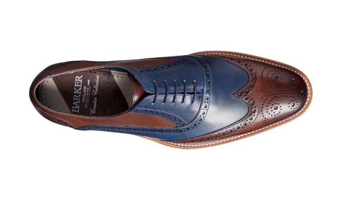 Valiant Multi 8211 Ebony Navy Hand Painted Mens Barker Shoes Brogues