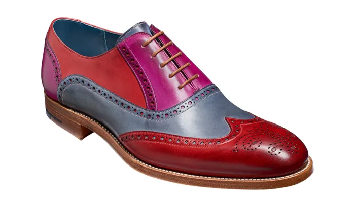 Valiant Multi 8211 Red Grey Purple Hand Painted Mens Barker Shoes Brogues