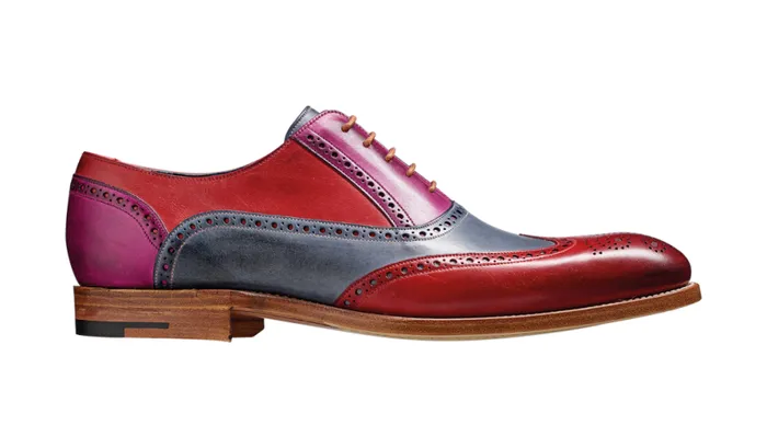 Valiant Multi 8211 Red Grey Purple Hand Painted Mens Barker Shoes Brogues
