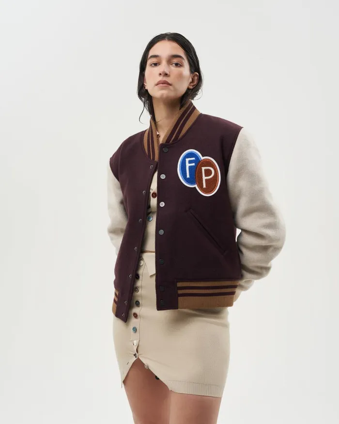Varsity Jacket Burgundy MenWomen Filling Pieces Coats and Jackets