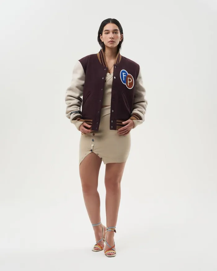 Varsity Jacket Burgundy MenWomen Filling Pieces Coats and Jackets