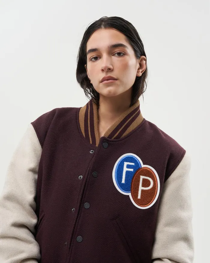 Varsity Jacket Burgundy MenWomen Filling Pieces Coats and Jackets