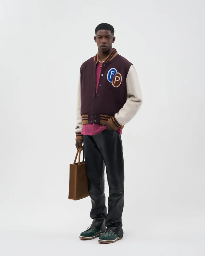 Varsity Jacket Burgundy MenWomen Filling Pieces Coats and Jackets
