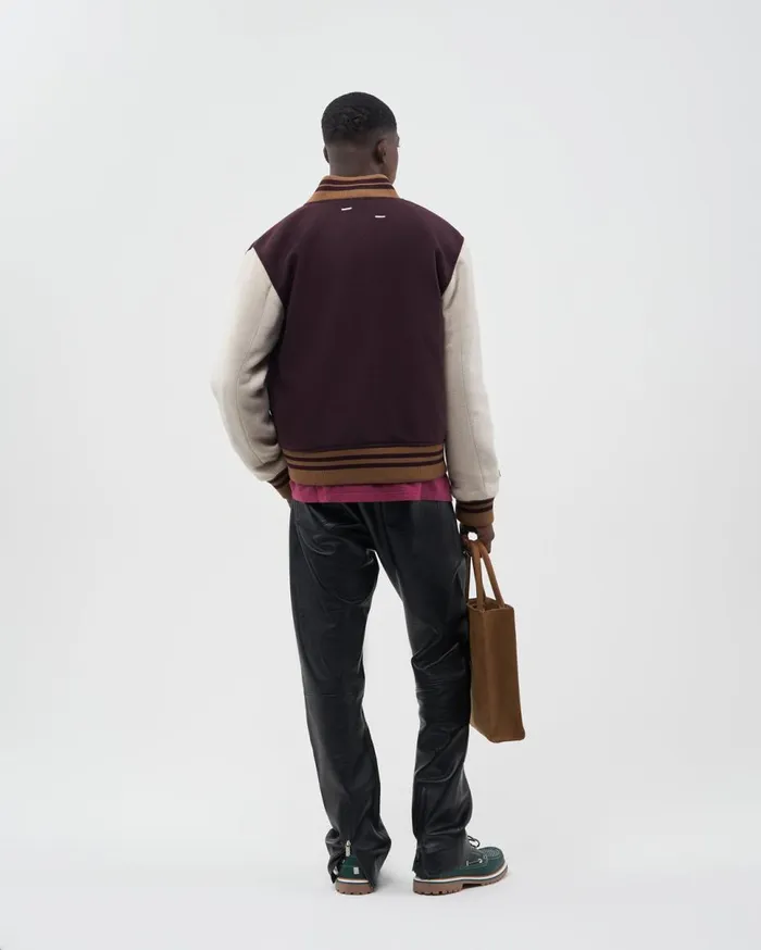 Varsity Jacket Burgundy MenWomen Filling Pieces Coats and Jackets