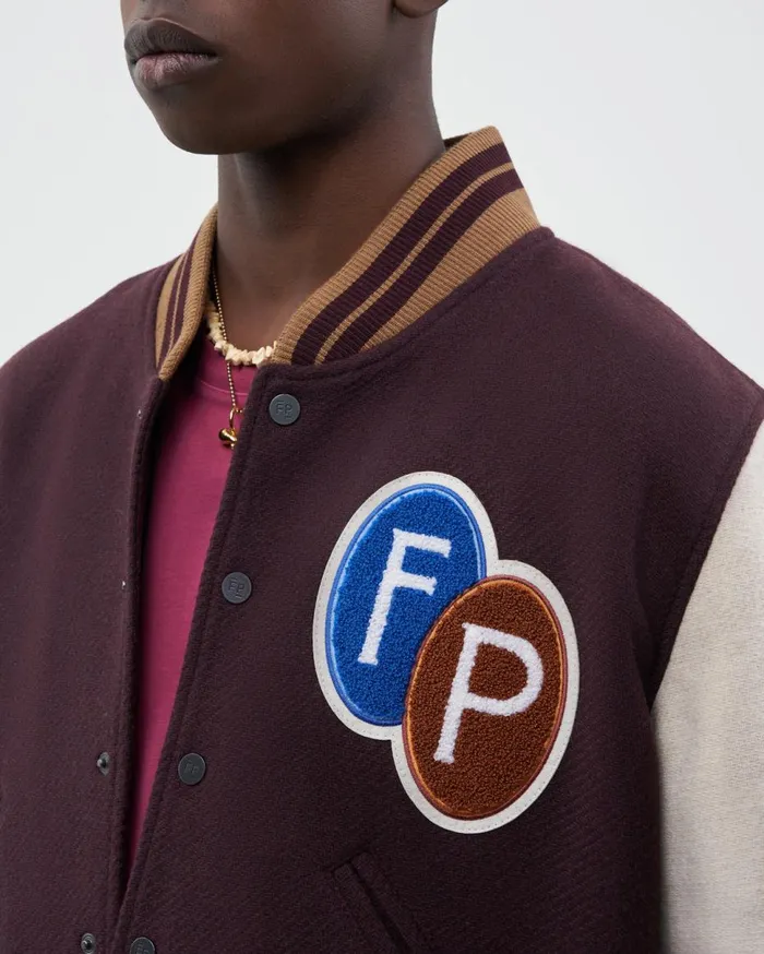 Varsity Jacket Burgundy MenWomen Filling Pieces Coats and Jackets