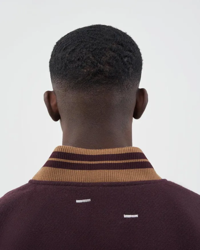 Varsity Jacket Burgundy MenWomen Filling Pieces Coats and Jackets