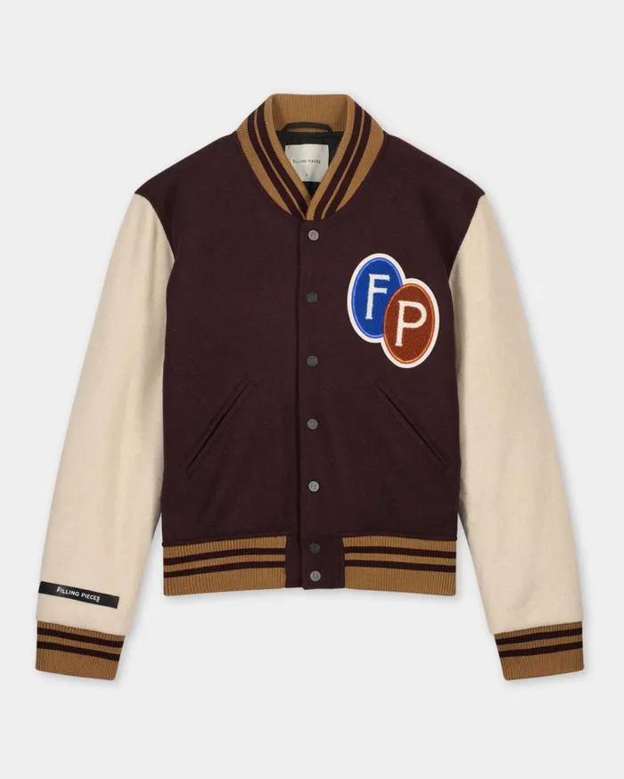 Varsity Jacket Burgundy WomenMen Filling Pieces Coats and Jackets