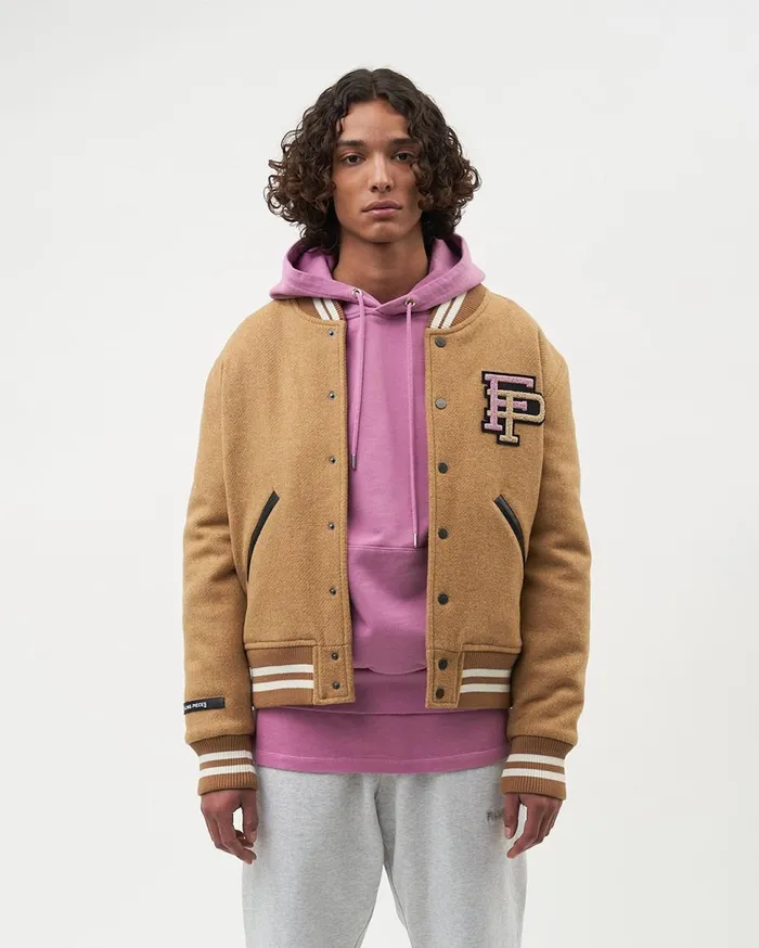 Varsity Jacket Camel Beige WomenMen Filling Pieces Coats and Jackets