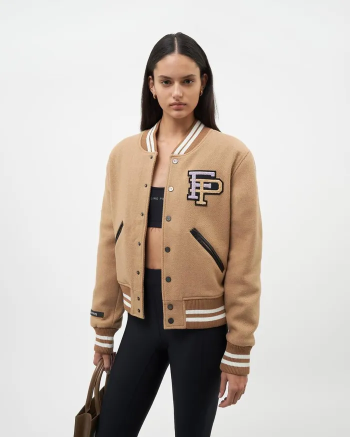 Varsity Jacket Camel Beige WomenMen Filling Pieces Coats and Jackets