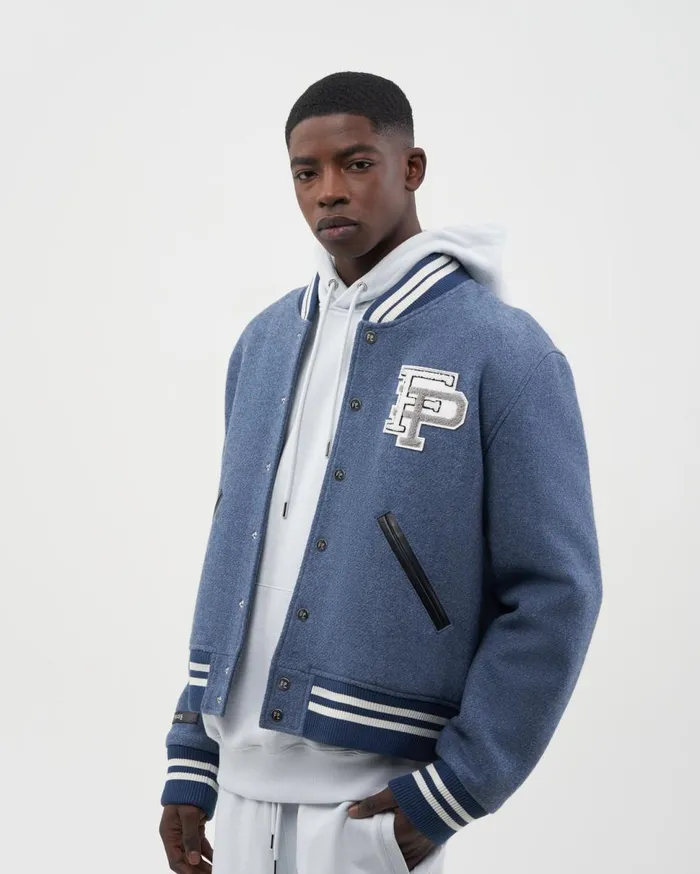 Varsity Jacket Horizon Blue WomenMen Filling Pieces Coats and Jackets