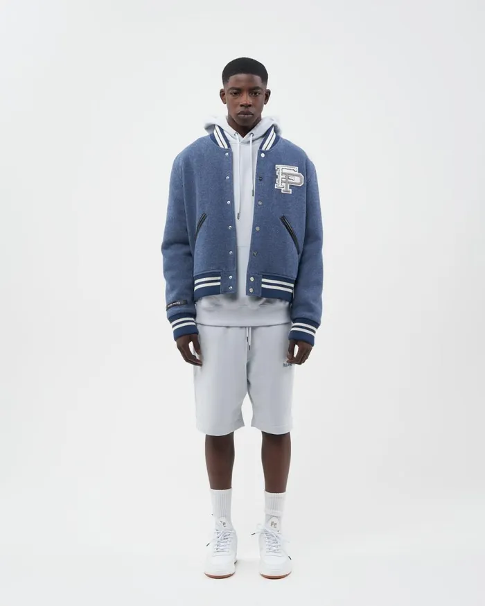 Varsity Jacket Horizon Blue WomenMen Filling Pieces Coats and Jackets