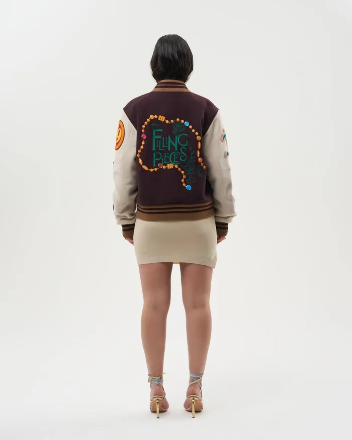Varsity Jacket Patch Burgundy WomenMen Filling Pieces Coats and Jackets