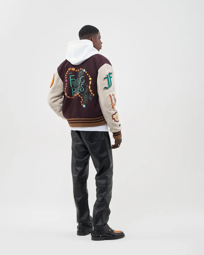 Varsity Jacket Patch Burgundy WomenMen Filling Pieces Coats and Jackets
