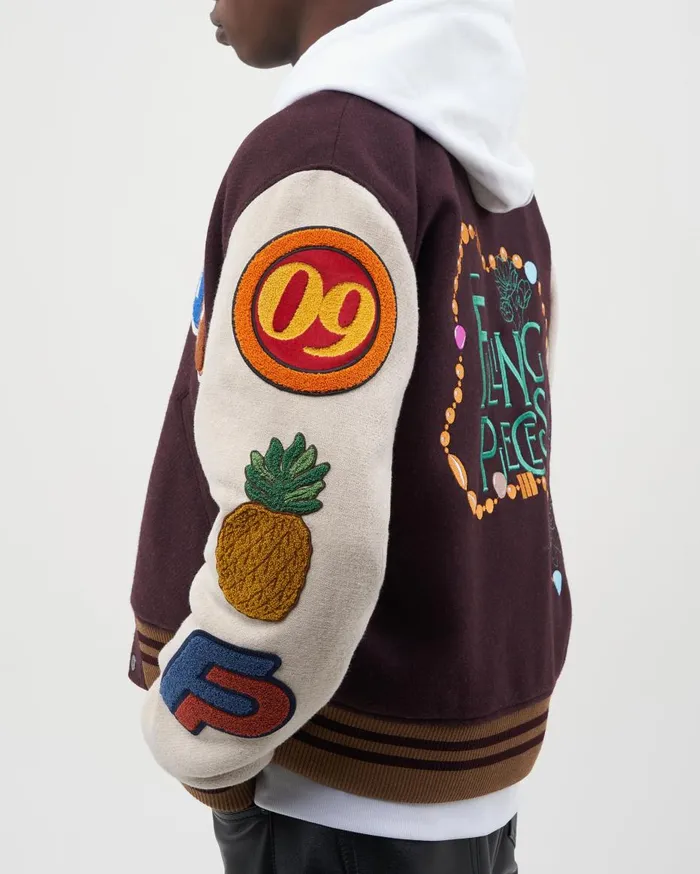 Varsity Jacket Patch Burgundy WomenMen Filling Pieces Coats and Jackets