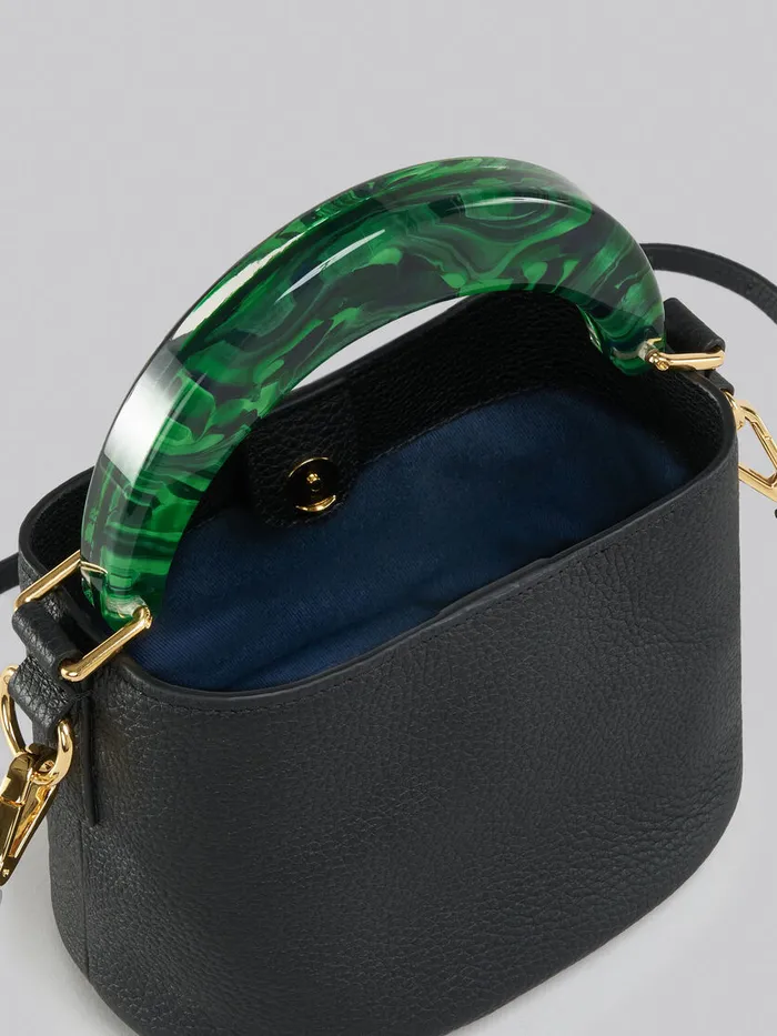 Venice Mini Bucket Bag In Black Leather Women Marni Shoulder Bags