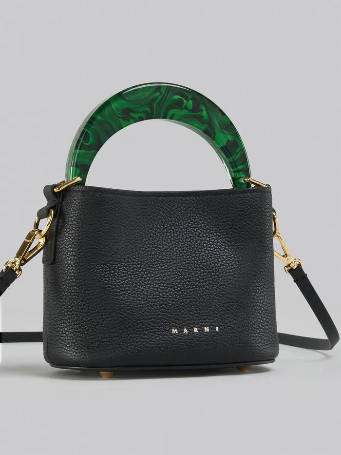Venice Mini Bucket Bag In Black Leather Women Marni Shoulder Bags