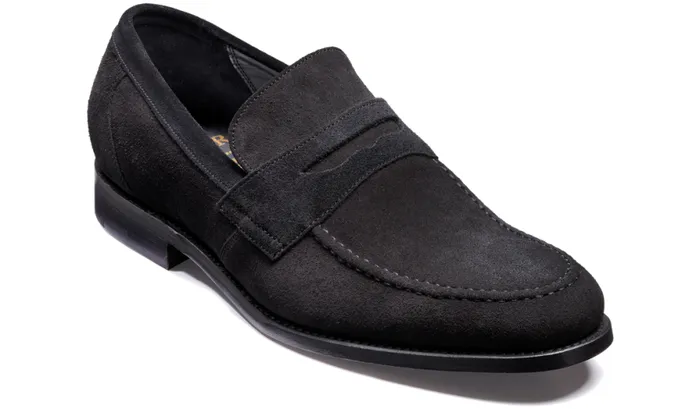 Warner 8211 Black Suede Mens Barker Shoes Loafers