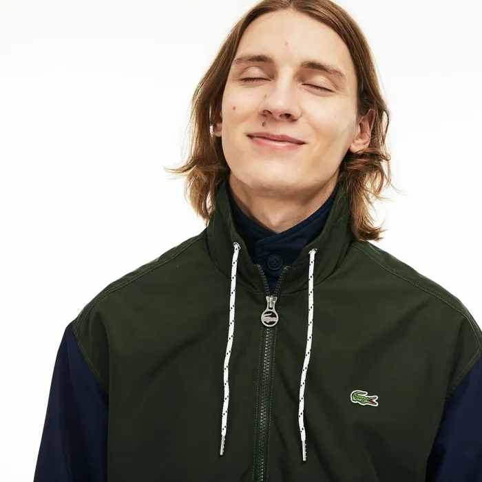 WaterResistant FullZip Jacket WhiteKhaki GreenNavy Blue Mens Lacoste Jackets and Coats Online