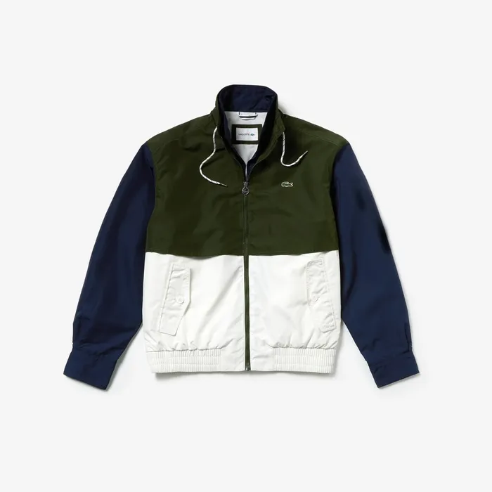 WaterResistant FullZip Jacket WhiteKhaki GreenNavy Blue Mens Lacoste Jackets and Coats Online