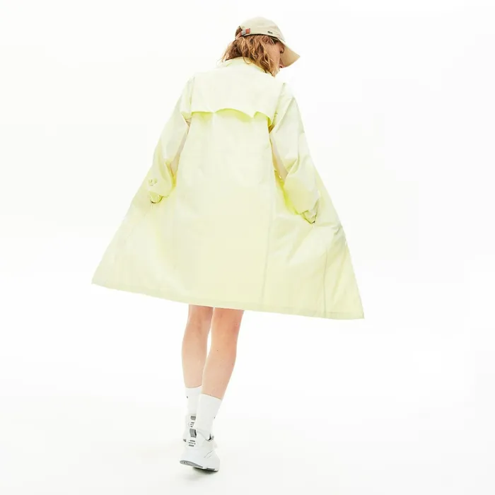 WaterResistant Long Nylon Parka WhiteFlashy Yellow Womens Lacoste Jackets and Coats Online Outlet Store