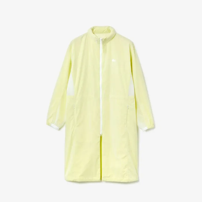 WaterResistant Long Nylon Parka WhiteFlashy Yellow Womens Lacoste Jackets and Coats Online Outlet Store