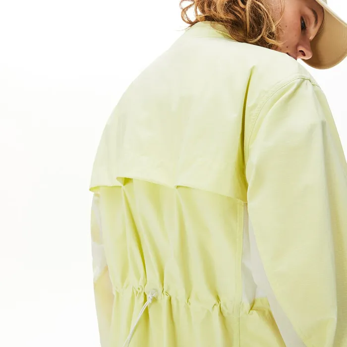WaterResistant Long Nylon Parka WhiteFlashy Yellow Womens Lacoste Jackets and Coats Online Outlet Store
