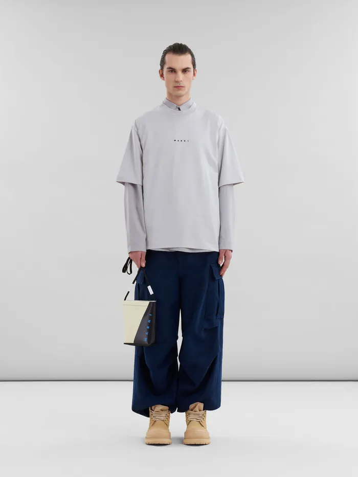White And Black Tribeca Crossbody Bag With Shoelace Strap Men Marni Crossbody Bags