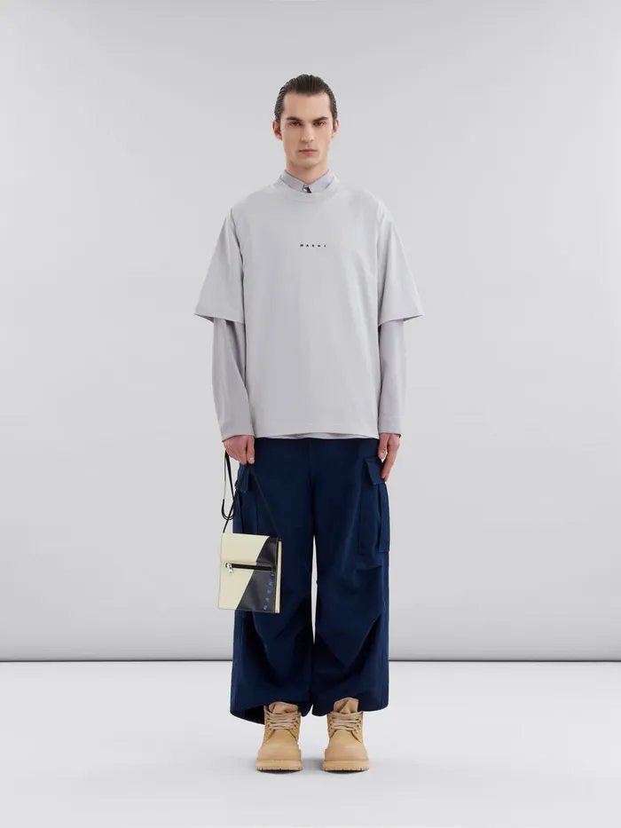 White And Black Tribeca Pouch With Shoelace Strap Men Marni Crossbody Bags