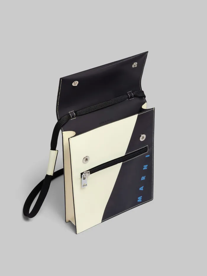 White And Black Tribeca Pouch With Shoelace Strap Men Marni Crossbody Bags