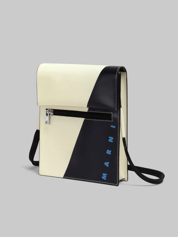 White And Black Tribeca Pouch With Shoelace Strap Men Marni Crossbody Bags