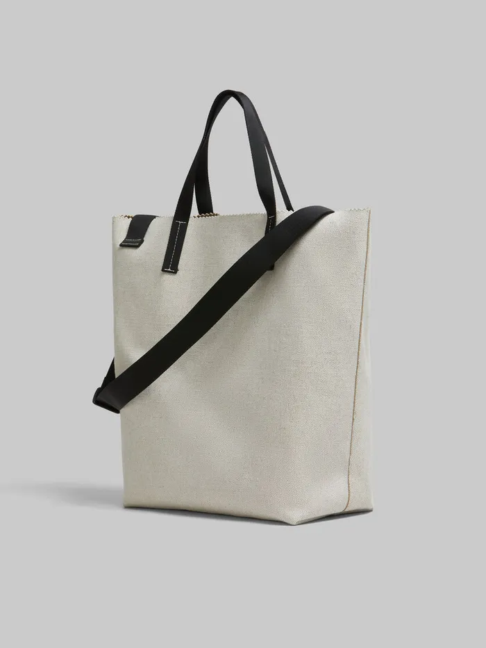 White Canvas Tribeca Shopper With Raised Marni Logo Men Marni Tote Bags