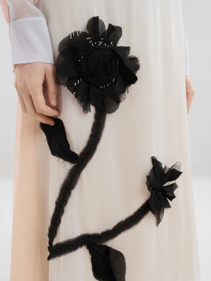 White Chiffon Skirt With Flower Appliqus Women Marni Skirts