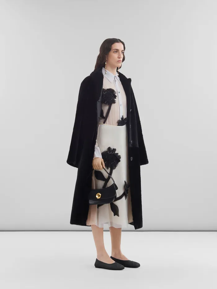 White Chiffon Skirt With Flower Appliqus Women Marni Skirts