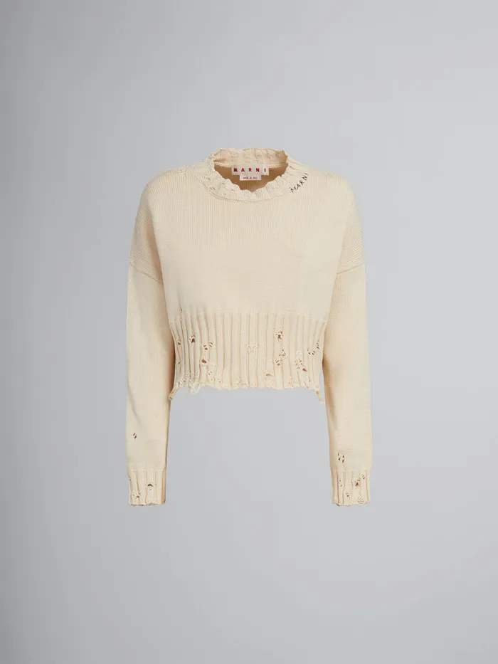 White Cotton Cropped Sweater Women Marni Knitwear