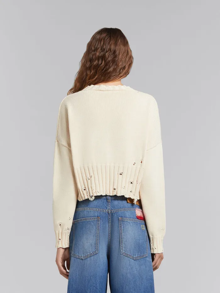 White Cotton Cropped Sweater Women Marni Knitwear