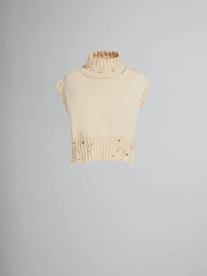 White Cotton Cropped Vest Women Marni Knitwear