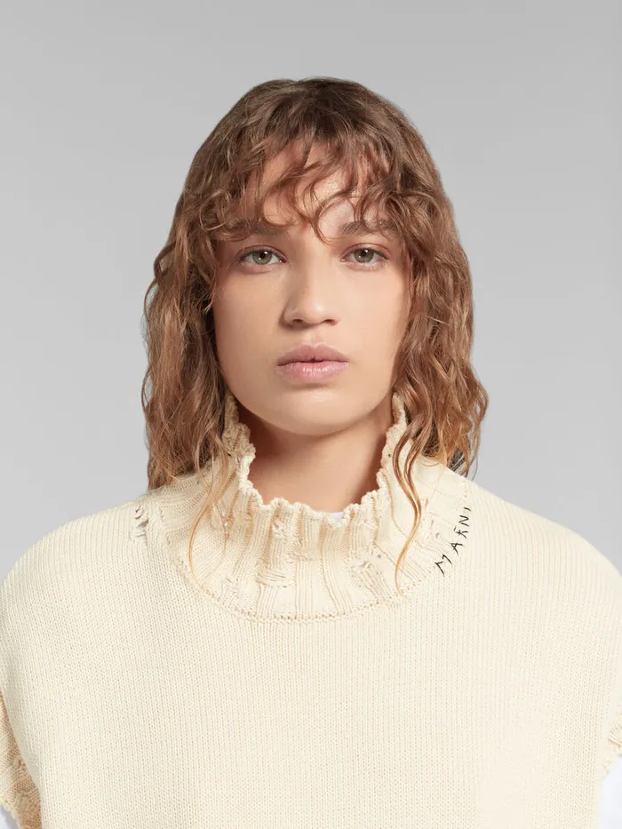 White Cotton Cropped Vest Women Marni Knitwear