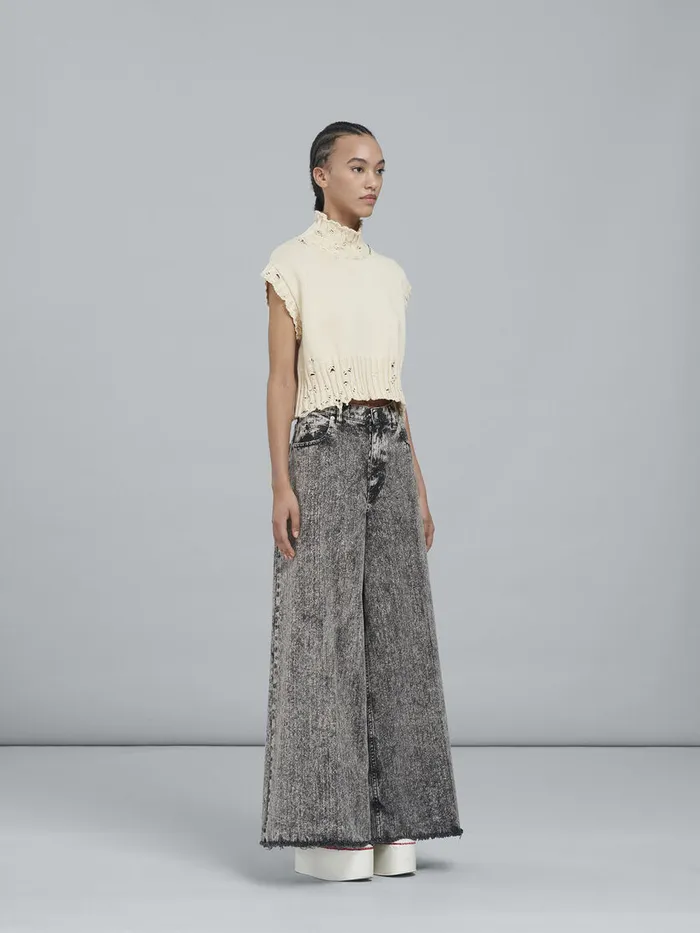 White Cotton Cropped Vest Women Marni Knitwear